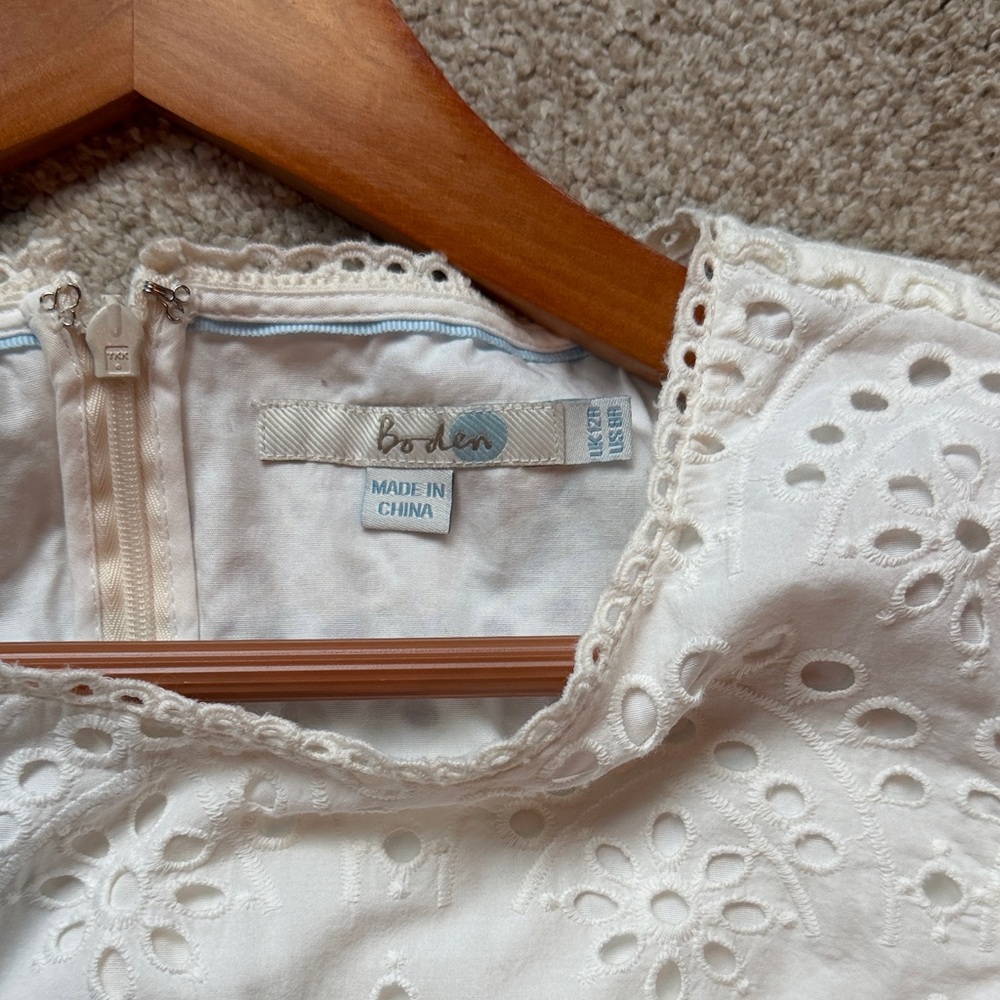 Boden White Eyelet Lace Mini Dress